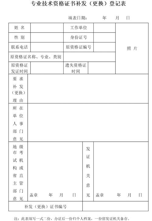 專業技術資格證書